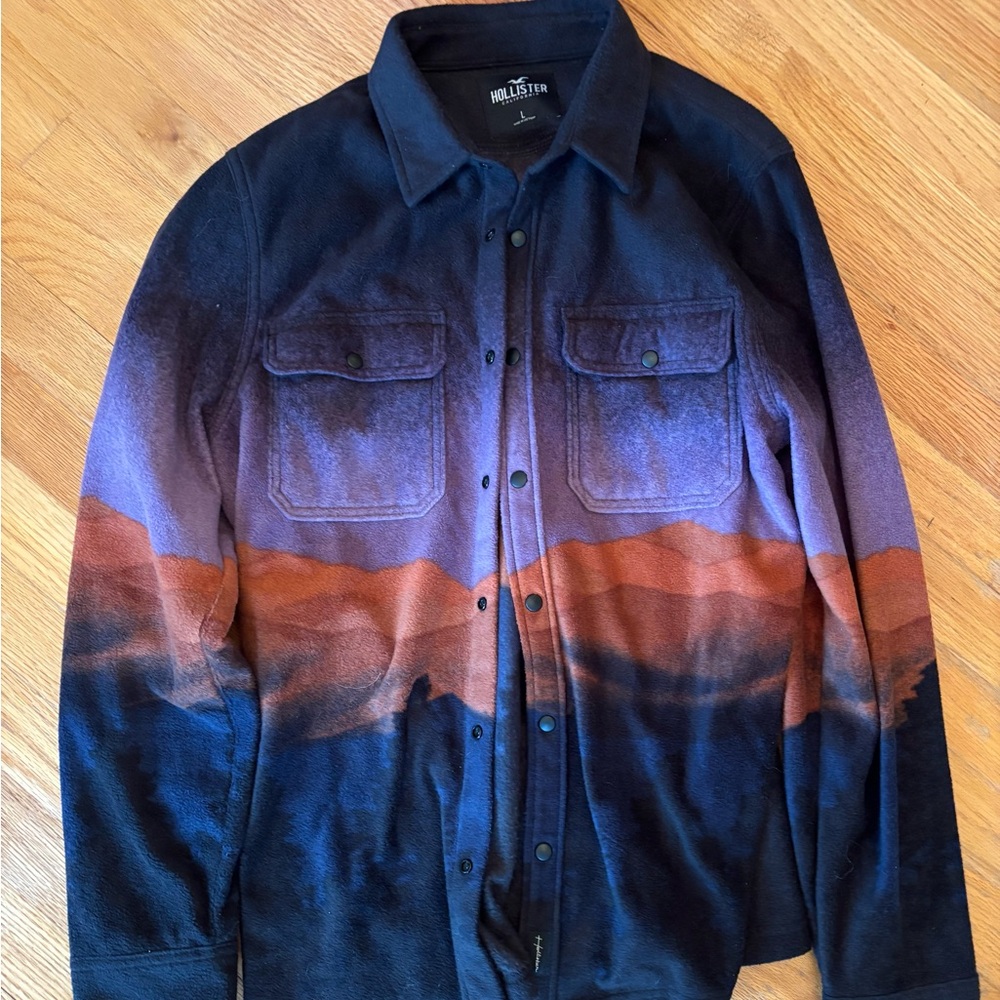 Hollister Men's Blue and Orange Shirt